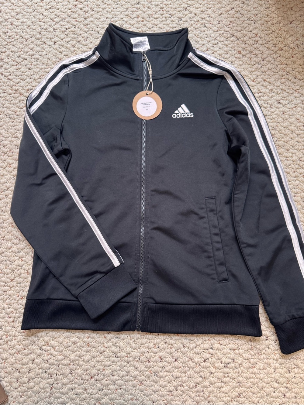 adidas Black Jacket with White Stripe Accents